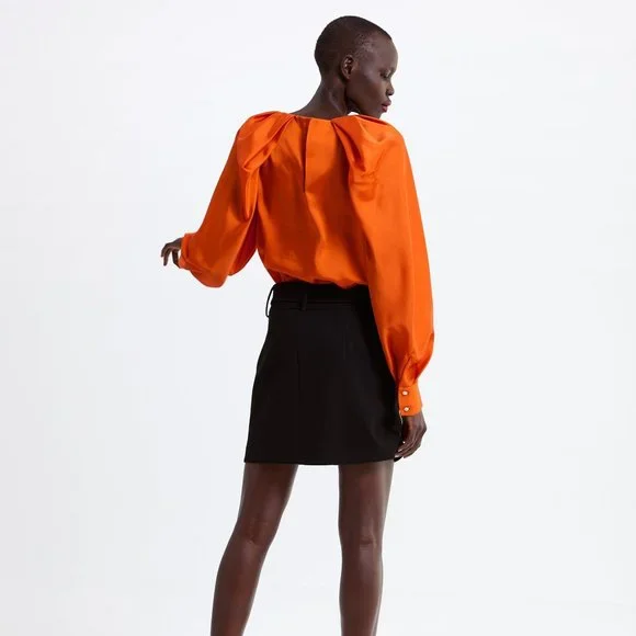 ZARA orange blouse with crystal sleeve - Picture 3 of 16